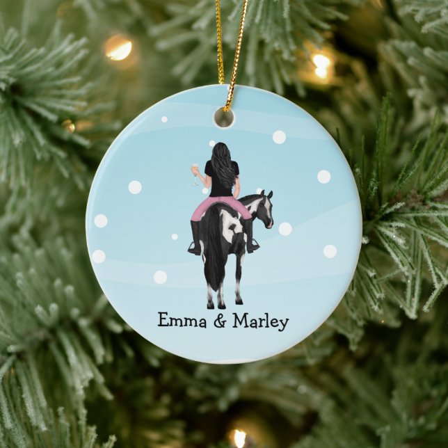 Personalised Horse Christmas, Customisable Horse  Ceramic Ornament (Tree)