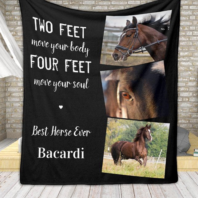 Personalised Horse Equestrian Keepsake 3 Photo Fleece Blanket (Creator Uploaded)