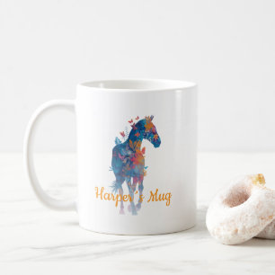 Personalised Horse Floral Butterfly Mug
