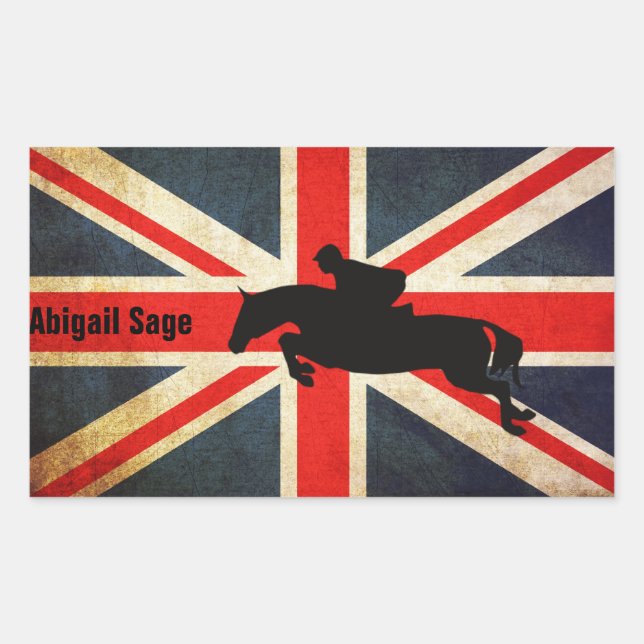 Personalised Horse Jumper Union Jack Flag Stickers (Front)