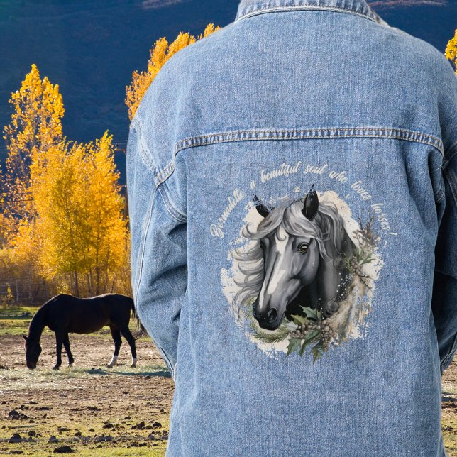 Personalised Horse Lover Name with Text Denim Jacket (Creator Uploaded)