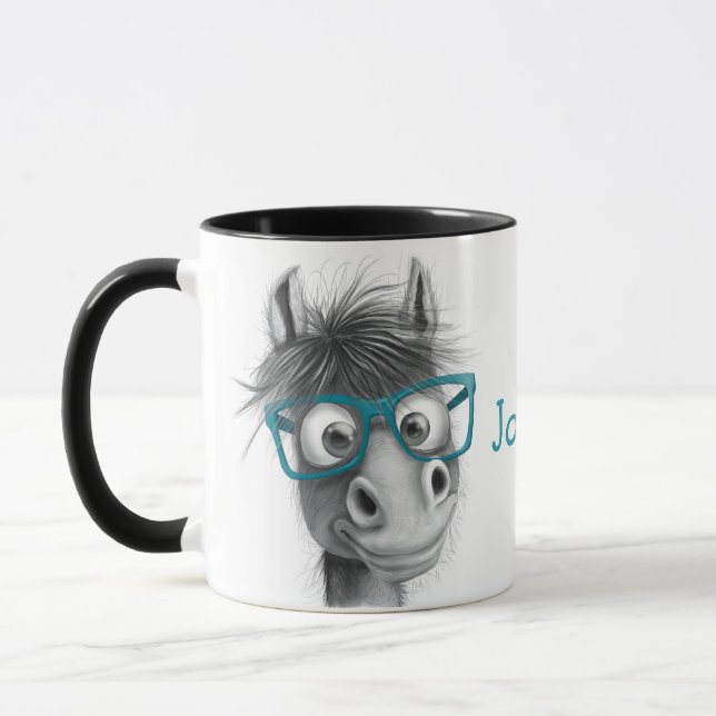 Personalised Horse Mug with Black Handle (Left)
