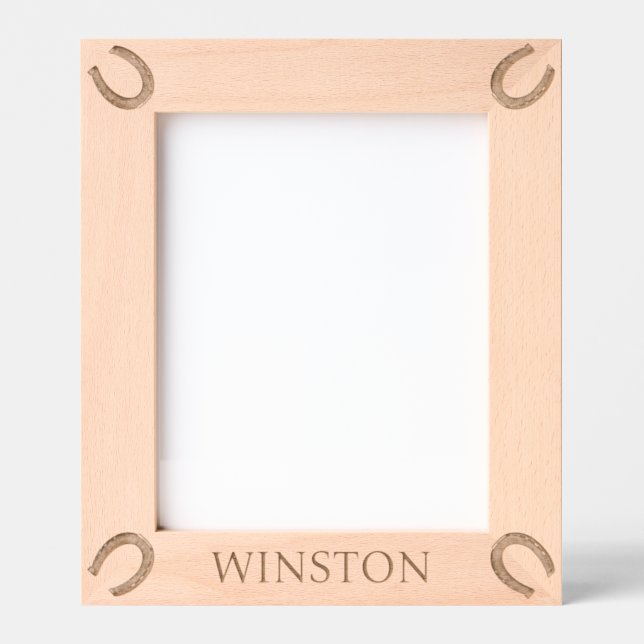 Personalised Horse Name Equestrian Horseshoe Etched Frames (Front)