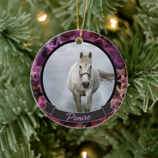 Personalised Horse Pet Ornament Photo Name Year (Tree)