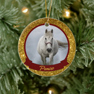 Personalised Horse Pet Ornament Photo Name Year