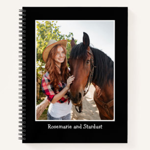 Personalised Horse Photo Black Notebook
