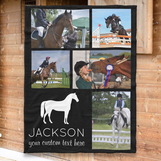 Personalised Horse Photo Collage Equestrian Riding Fleece Blanket (Creator Uploaded)