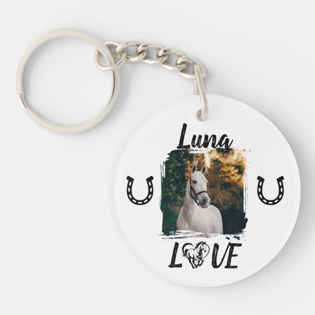 Personalised Horse Photo Equestrian Key Ring (Front)
