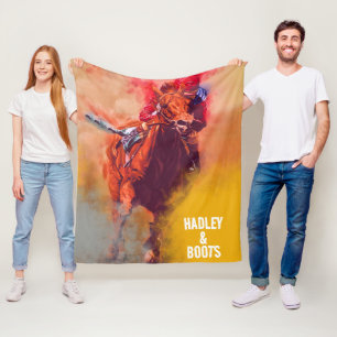 Personalised Horse Racing Custom Name Blanket