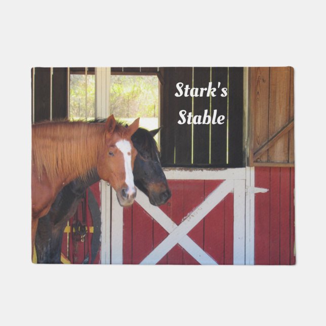 Personalised Horses at Stable Doormat (Front)