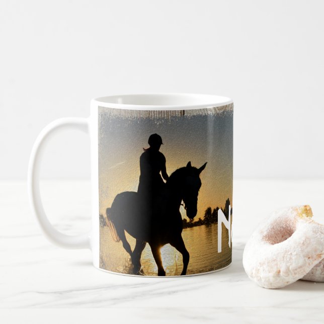 Personalised Horses Ranch Rodeo Design Coffee Mug (With Donut)