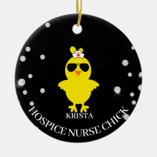 Personalised Hospice Nurse Sunshade Glitter Chick Ceramic Ornament
