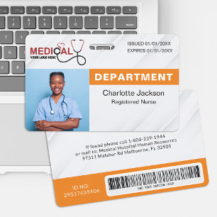 Personalised Hospital Bar Code Photo ID Security ID Badge