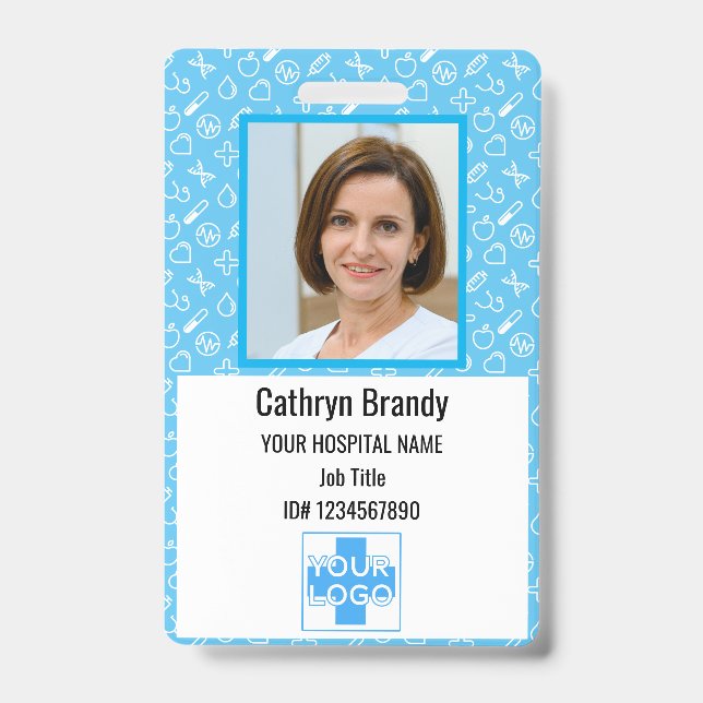 Personalised Hospital Employee ID, Photo and Name ID Badge (Front)