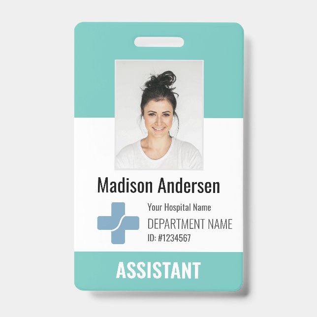 Personalised Hospital Employee Logo & Photo ID Bad Badge (Front)