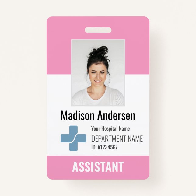 Personalised Hospital Employee Logo & Photo ID Bad ID Badge (Front)