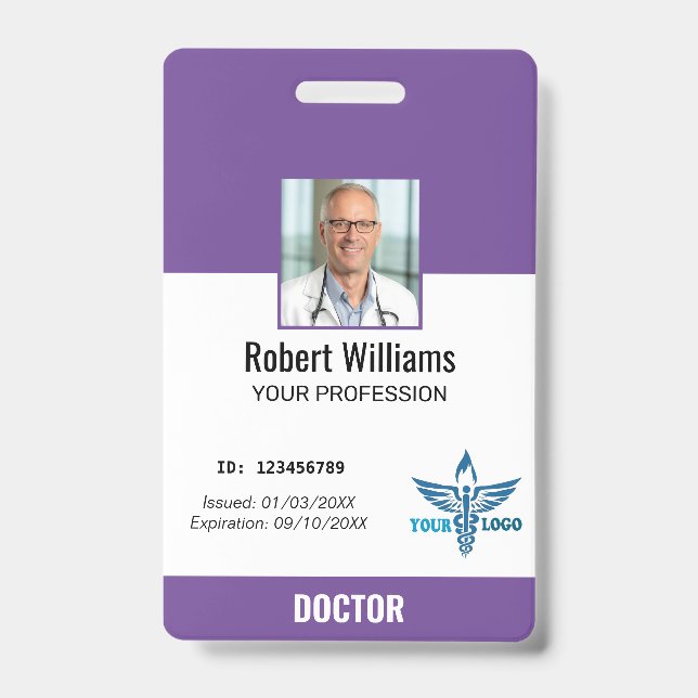 Personalised Hospital Employee Logo & Photo ID Badge (Front)