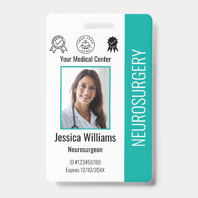 Personalised Hospital Employee Logo & Photo ID Badge (Front)