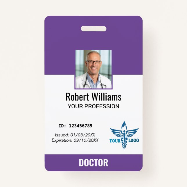 Personalised Hospital Employee Logo & Photo ID ID Badge (Front)