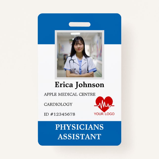 Personalised Hospital Employee Logo & Photo ID ID Badge (Front)