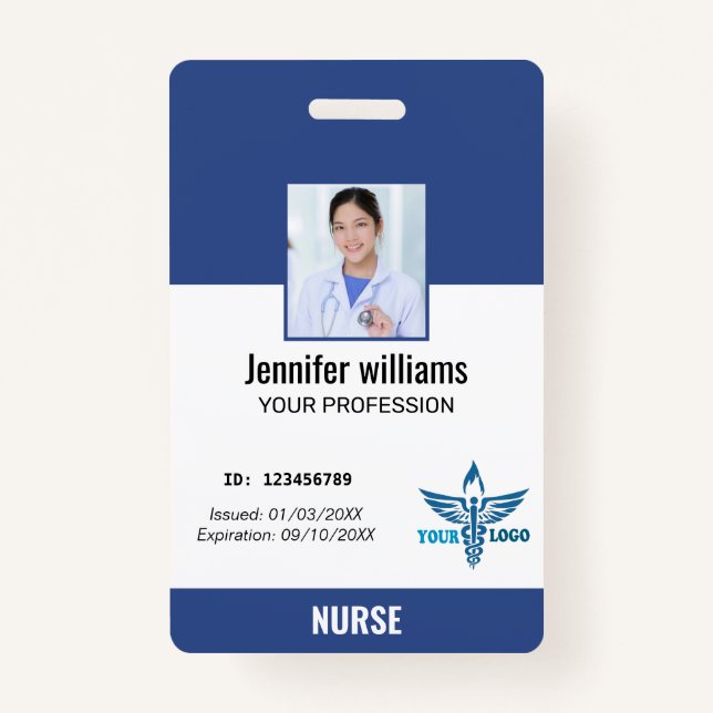 Personalised Hospital Employee Logo & Photo ID ID Badge (Front)