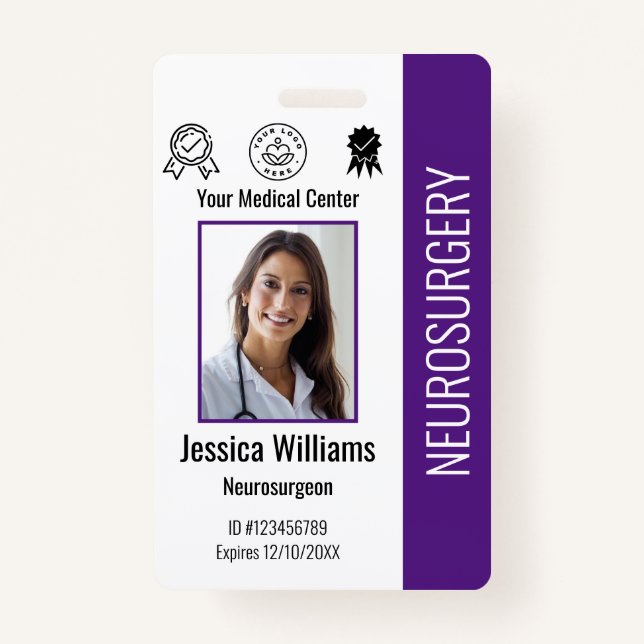 Personalised Hospital Employee Logo & Photo ID ID Badge (Front)