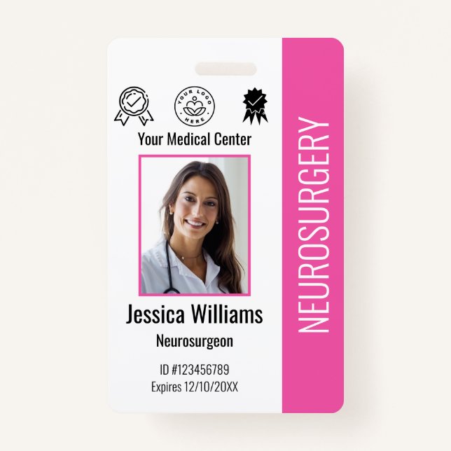 Personalised Hospital Employee Logo & Photo ID ID Badge (Front)