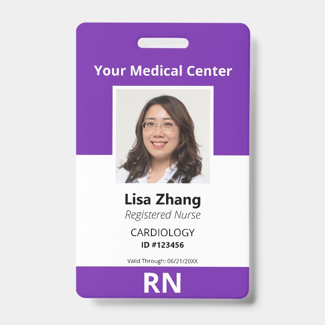 Personalised Hospital Employee Photo ID Badge (Front)