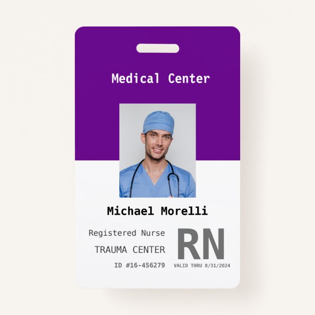 Personalised Hospital Employee Photo ID Badge (Front)