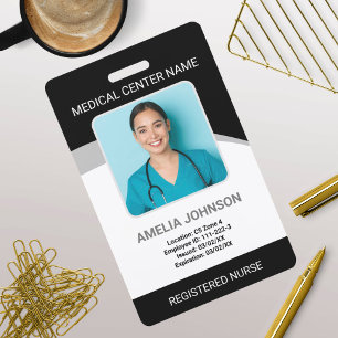 Personalised Hospital Employee Photo ID Black Badge