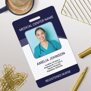 Personalised Hospital Employee Photo ID Blue Badge