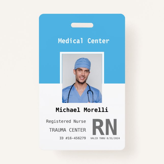 Personalised Hospital Employee Photo ID ID Badge (Front)
