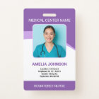 Personalised Hospital Employee Photo ID Purple ID Badge