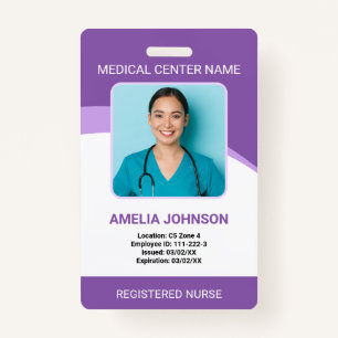Personalised Hospital Employee Photo ID Purple ID Badge