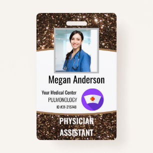 Personalised Hospital Glitter Employee Photo ID  ID Badge