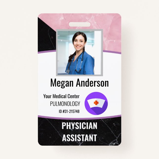 Personalised Hospital Marble Employee Photo ID ID Badge (Front)