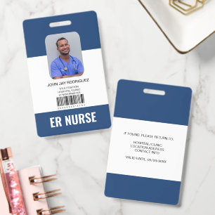 Personalised Hospital Medical Staff Dark Blue ID Badge