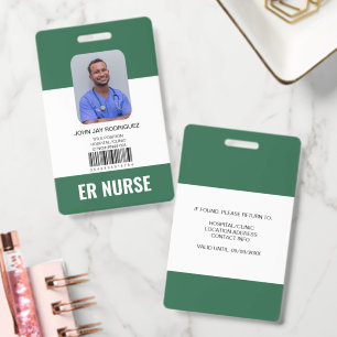 Personalised Hospital Medical Staff Green ID Badge