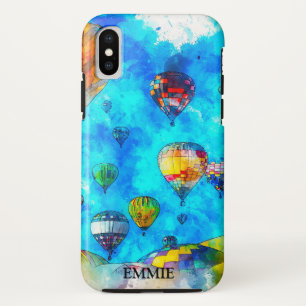 Personalised Hot Air Balloon Watercolor iPhone X Case
