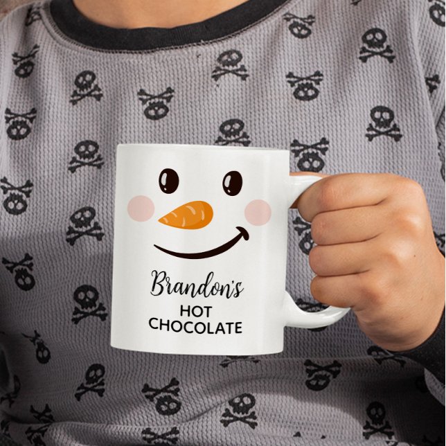 Personalised Hot Chocolate Snowman Kids Coffee Mug (Snowman Hot Chocolate Mug, Gift for Kids, Christmas Gift)