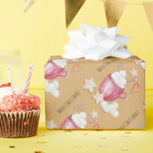 Personalised Hot Cocoa And Cookies Watercolor Wrapping Paper