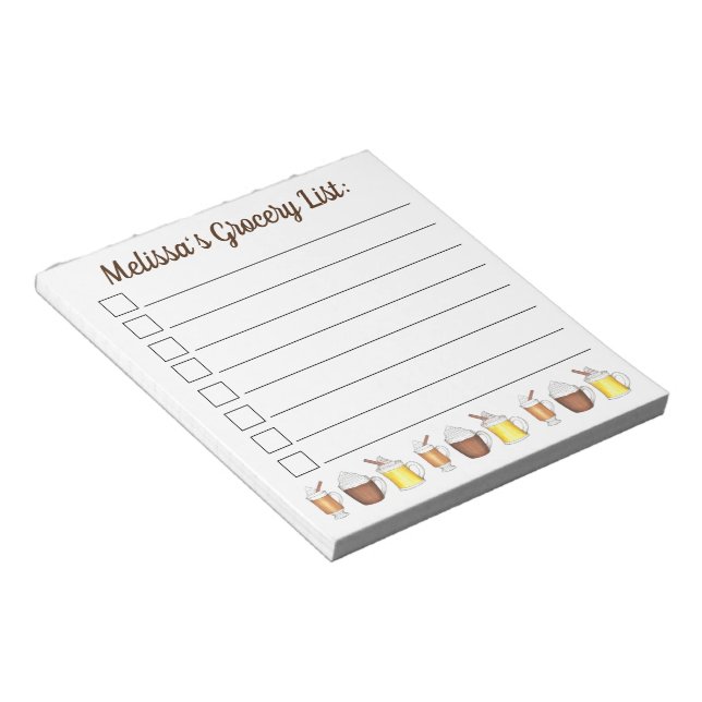Personalised Hot Cocoa Eggnog Rum Grocery List Notepad (Angled)