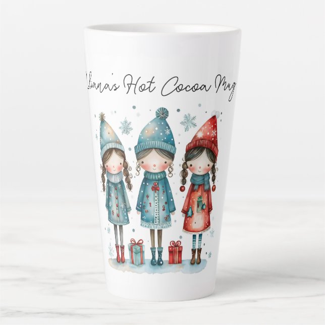 Personalised Hot Cocoa Mug with winter children (Front)