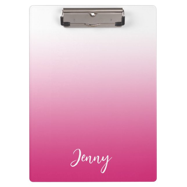 Personalised Hot Fuchsia Pink and White Gradient L Clipboard (Front)