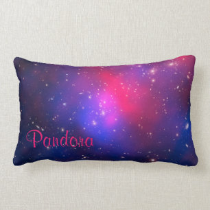Personalised Hot Pink and Blue Pandora's Cluster Lumbar Cushion
