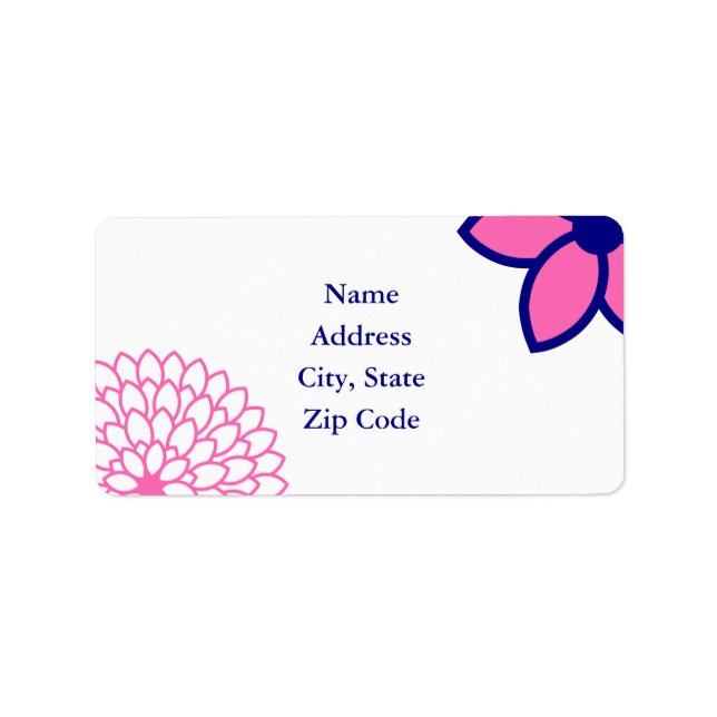 Personalised Hot Pink and Navy Blue Modern Floral Label (Front)