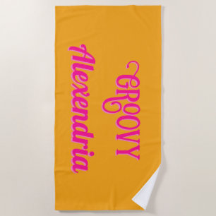 Personalised Hot Pink and Orange Beach Towel