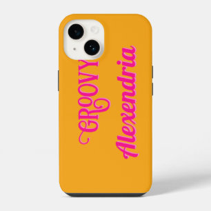 Personalised Hot Pink and Orange iPhone 14 Case