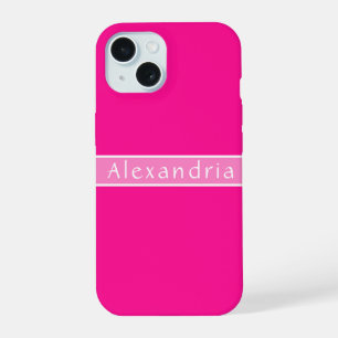 Personalised Hot Pink and Pink iPhone 15 Case