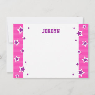 Personalised hot pink and purple flat note card